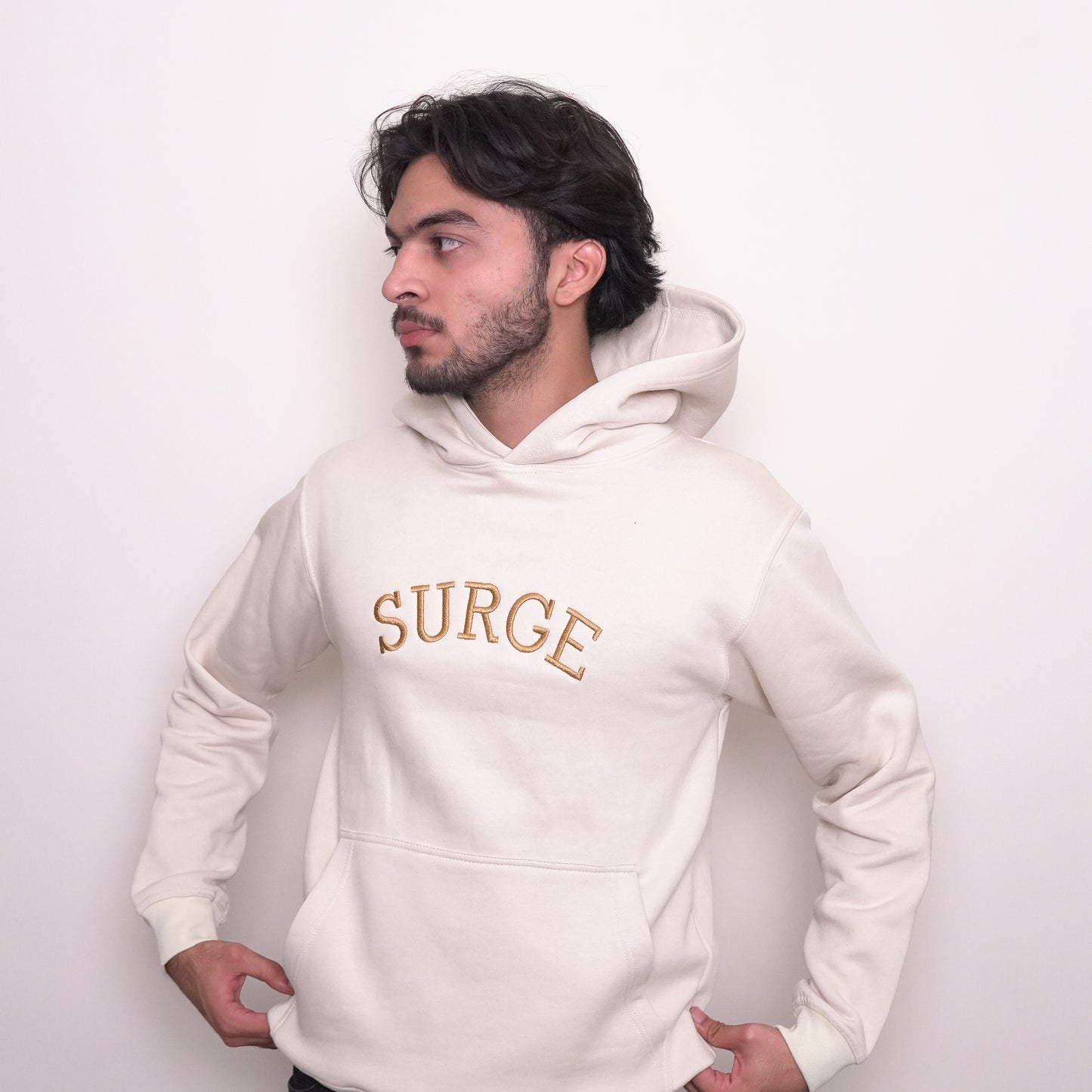 SURGE Minimalist Hoodie – Gold White Edition